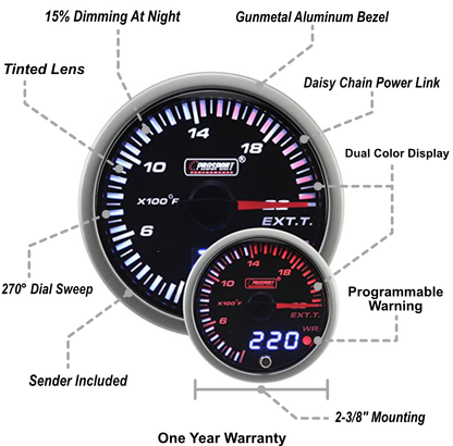 Prosport Gauges - 2-3/8" JDM Electrical Exhaust Gas Temperature Gauge