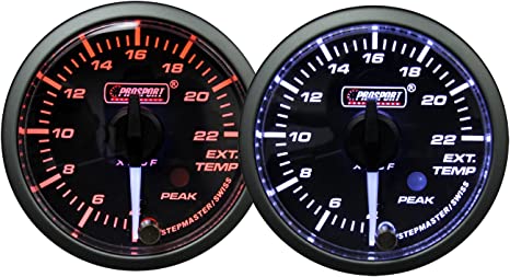 Prosport Gauges - 2-1/16" Premium White Pointer Clear Lens Amber/White EGT Gauge