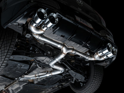 AWE Tuning MK8 Volkswagen Golf R 3in Track Edition Quad Exhaust - Chrome Silver Tips