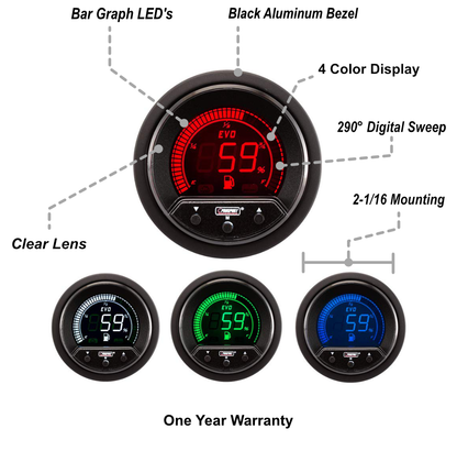 Prosport Gauges - 2-1/16" Premium Evo Electrical Fuel Level Gauge