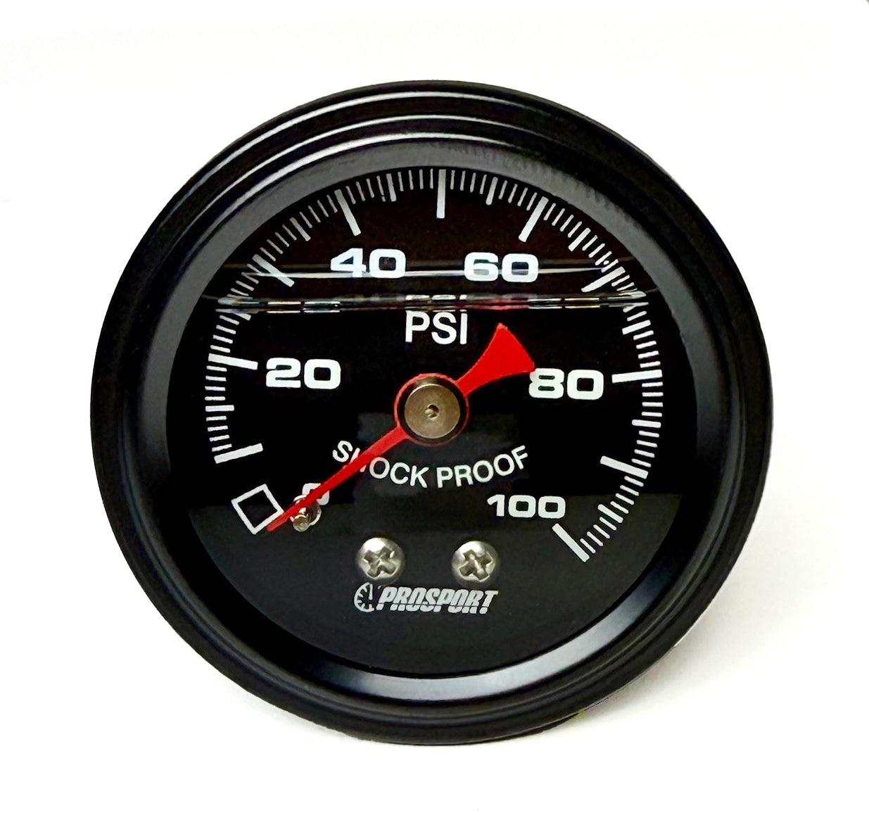 Prosport Gauges - Prosport Liquid Filled Mechanical 0-100 PSI Oil or Fuel Pressure Gauge