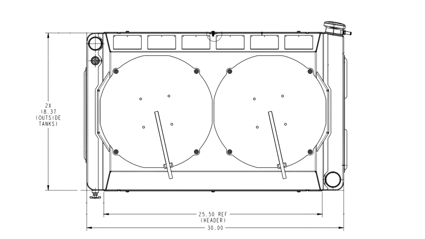 PWR - 55mm Performance Radiator Module (Chevrolet Camaro/Pontiac Firebird 1967-1969 SBC/BBC) W/ Dual 12″ SPAL Brushless Fans