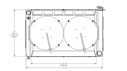 PWR - 55mm Performance Radiator Module (Chevrolet Camaro/Pontiac Firebird 1967-1969 SBC/BBC) W/ Dual 12″ SPAL Brushless Fans