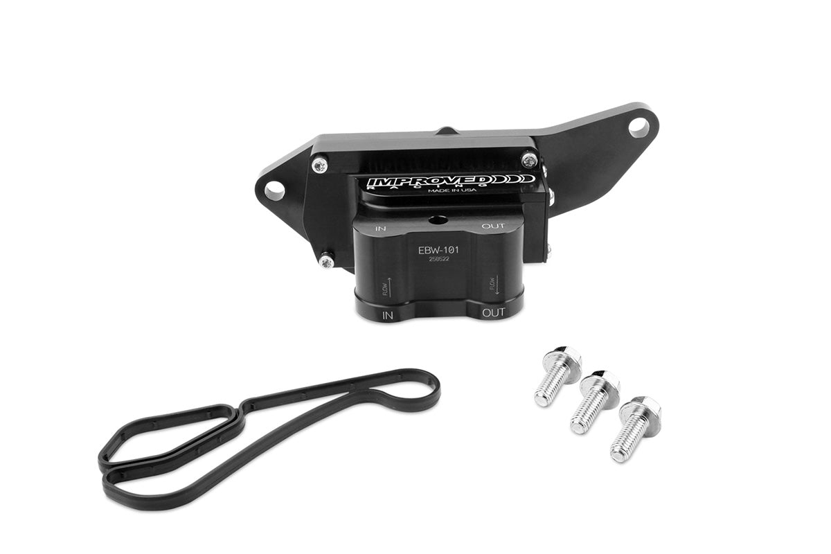 Improved Racing - Oil Cooler Adapter with Thermostat for BMW Engines, Bottom-Exit Lines, 200F Thermostat