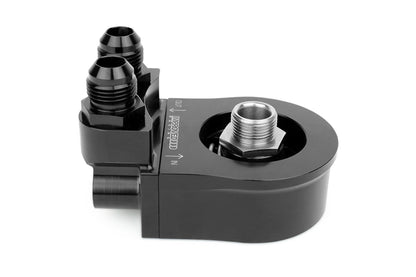 Improved Racing - Oil filter sandwich plate, thermostatic, 200F, 90-deg -10AN ORB ports, filter screw sold separately