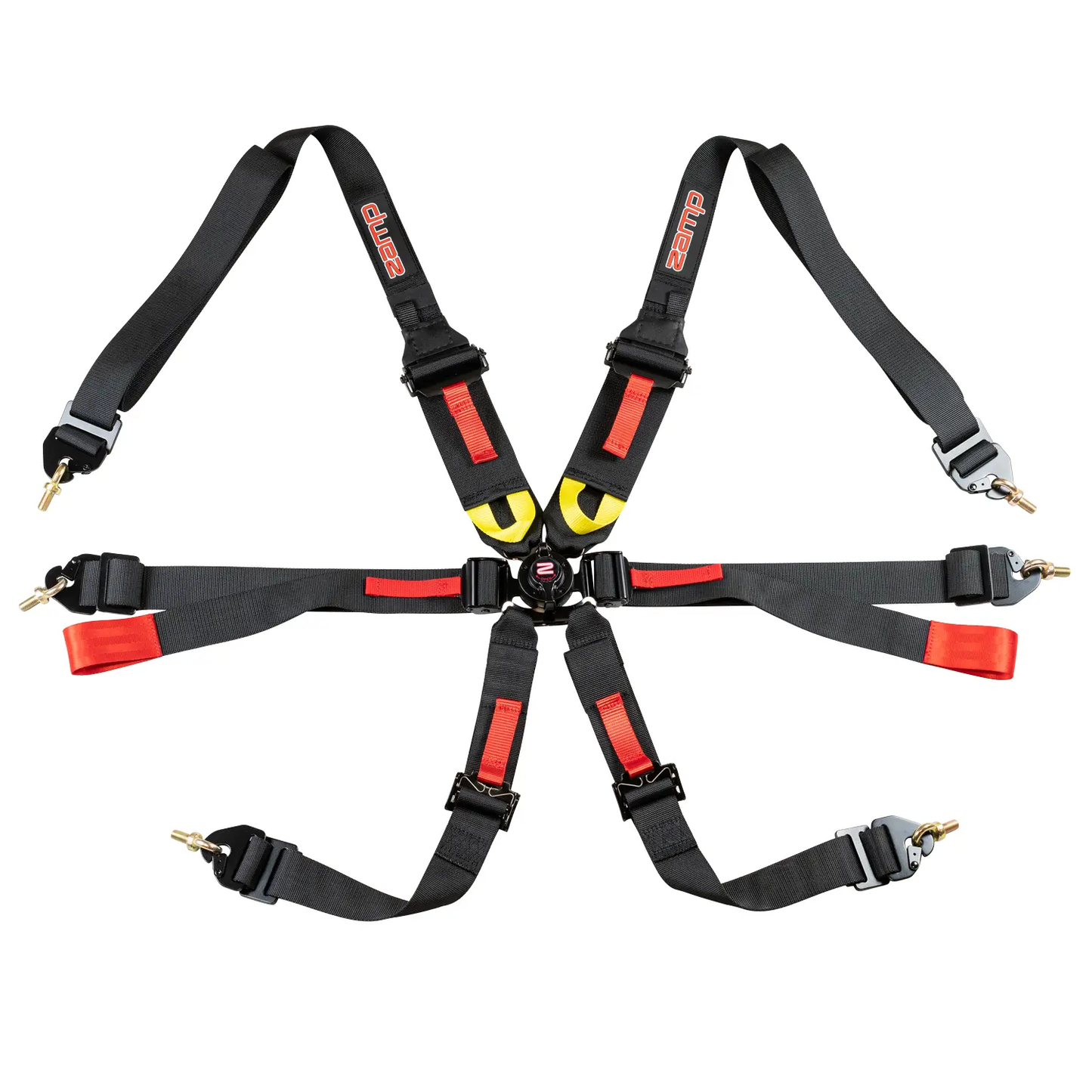 Zamp Race Seat Harness Black 3/2 Shoulder 3 6 Point Pull Down (Out) FIA 8853-2016