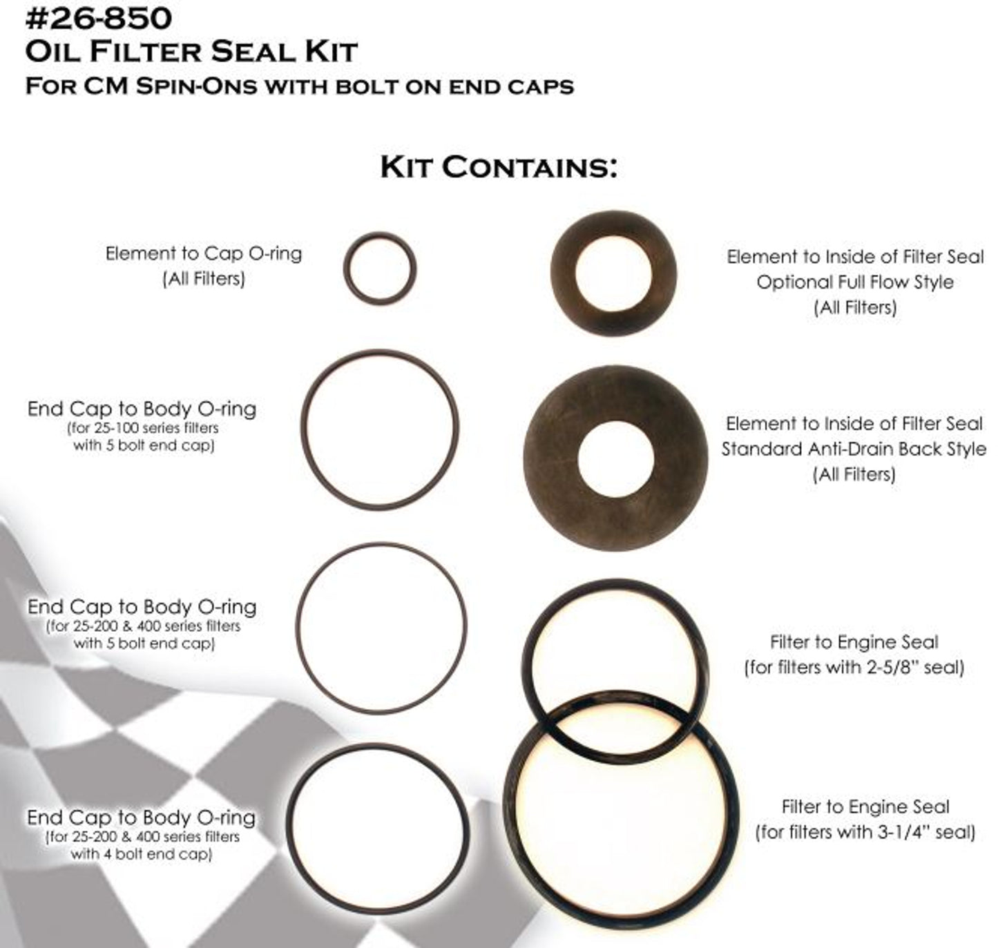 Canton - Seal Kit For CM Spin-On Oil Filters With Bolt On End Caps