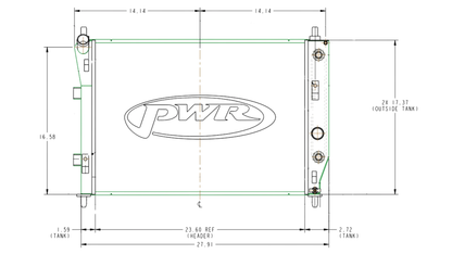 PWR - 55mm Performance Radiator (Chevrolet Corvette C6 2005-12 W/ TOC) OEM Fans