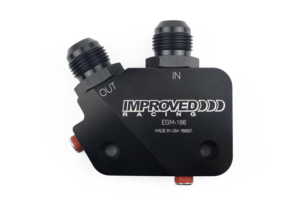 Improved Racing - Oil cooler adapter, low-profile, GM LS series engine, rear sump