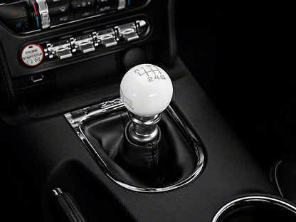 RTR - WHITE SHIFT KNOB - GRAY ENGRAVING (15-23 MUSTANG - GT, ECOBOOST, V6)
