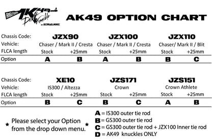 SERIALNINE - IS300 / CHASER / MARK II / VEROSSA SXE10 / JZX90 / JZX100 / JZX110 AK49 DRIFT KNUCKLES
