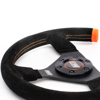 Max Papis Innovations - F-13-Cut Open-Top Flat Suede Steering Wheel