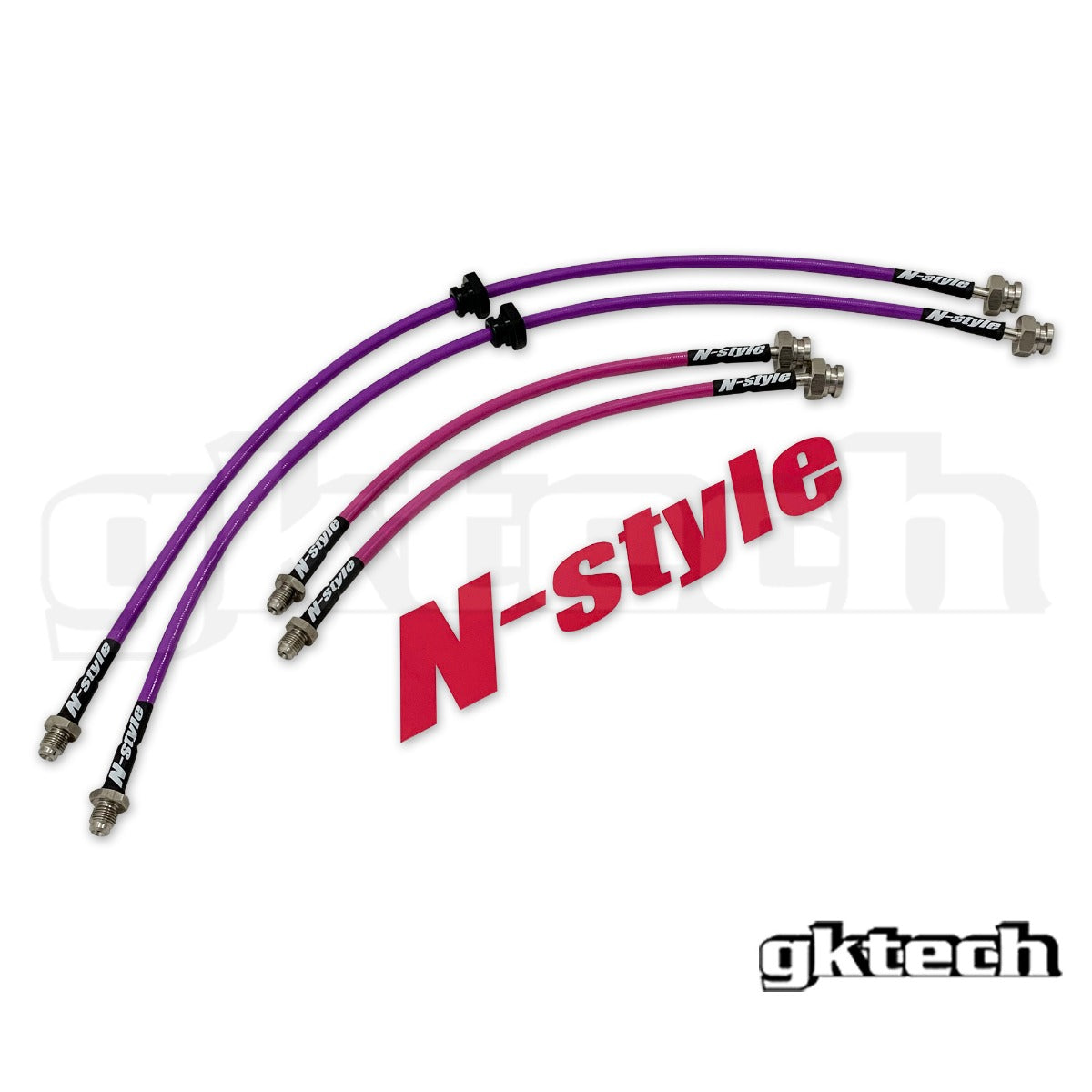GKTech - LÍNEAS DE FRENO TRENZADAS DE CONVERSIÓN N-STYLE S13 240SX A Z32/GTST/GTR (DELANTERA Y TRASERA) (S13X-CONV-1)