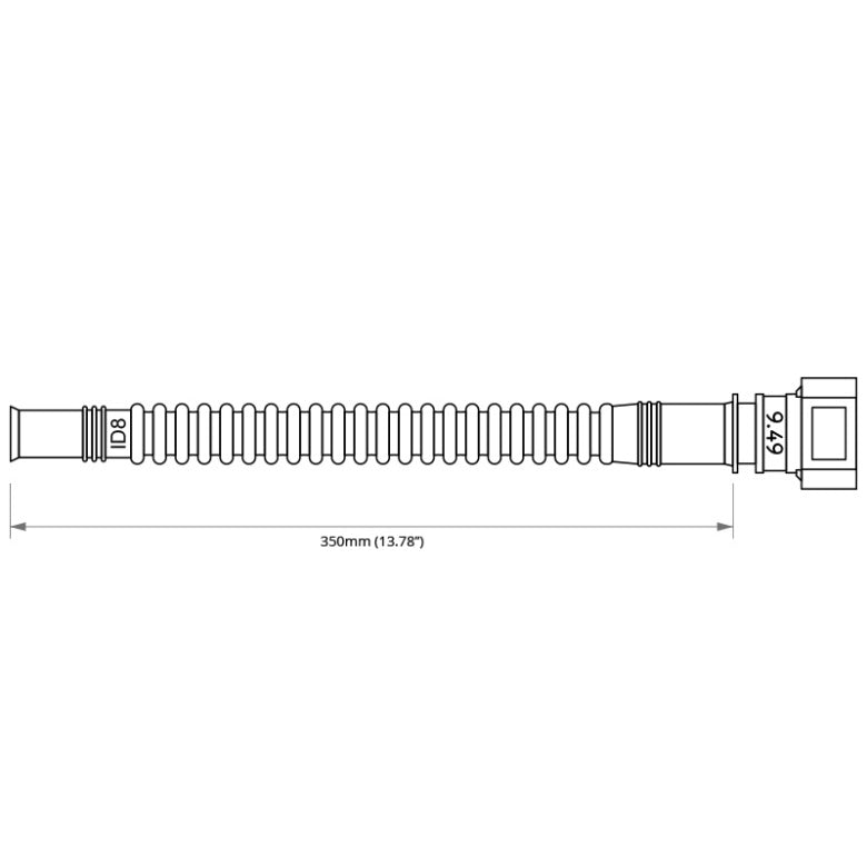 Nuke Performance - Pre-assembled in tank 350mm fuel hose SAE 9.49 Straight to ID8