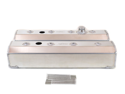 Canton - Válvula cobre bloco pequeno Chevy Centerbolt Fab Alum com enchimento e PCV