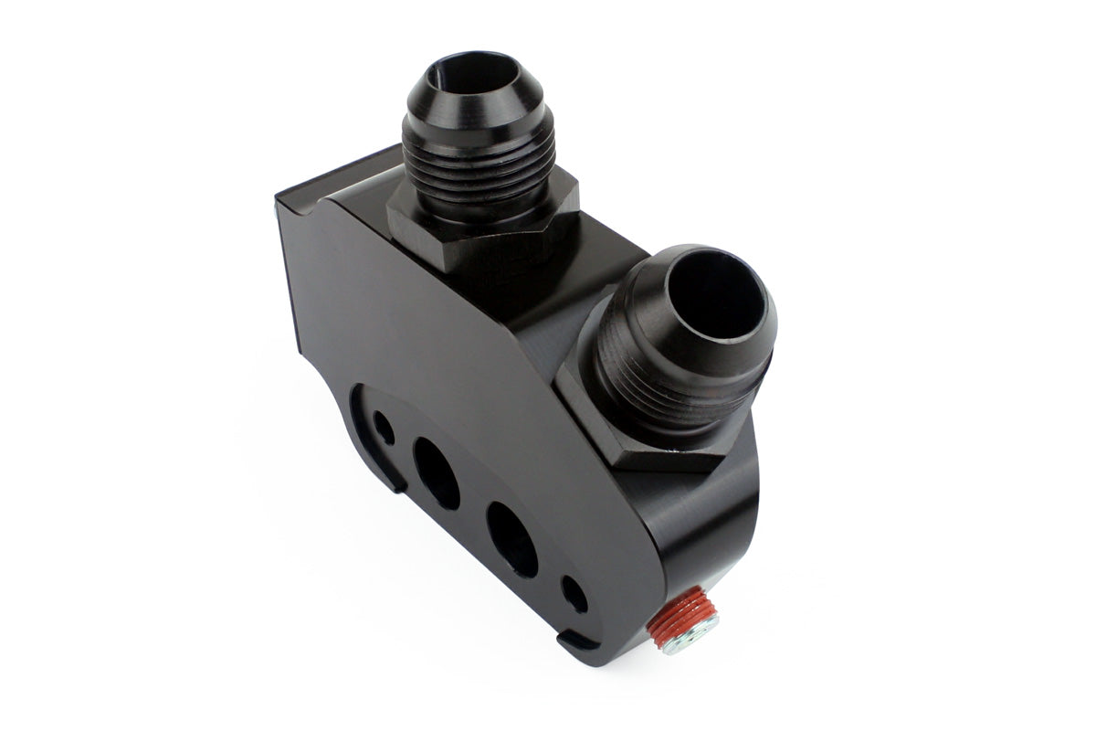 Improved Racing - Oil cooler adapter, low-profile, thermostatic, 200F, GM LS-series engine, rear sump