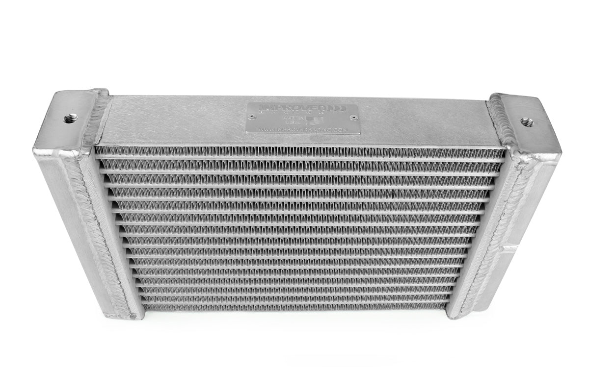 Improved Racing - High efficiency dual-pass oil cooler, 500 series, 15-row, 11.5" x 7.0", -10AN female ORB ports