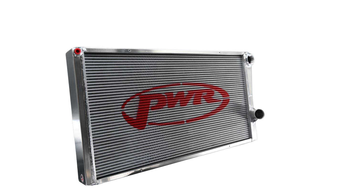 PWR - 55mm Universal Performance Radiator (PWR Closed 31” x 16”) -20 AN Port Inlet, 1-3/4″ High Outlet