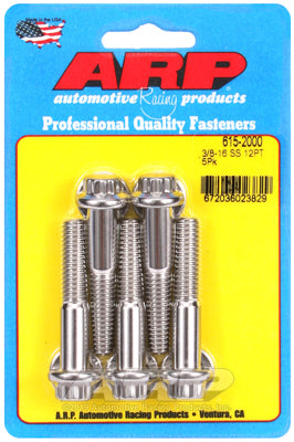 ARP 3/8 in.-16 RH Thread, 2 in 12 Point SS 300 Bolts - Set of 5