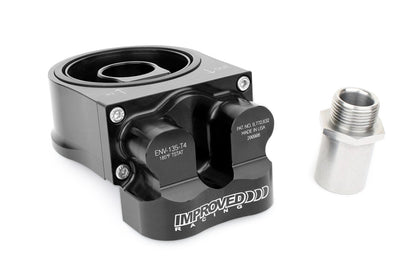 Improved Racing - Oil filter sandwich plate, thermostatic, 200F, 90-deg -10AN ORB ports, filter screw sold separately