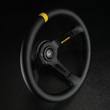 MOMO MOD.08 330 Diam 88 Dish Blk Leather Blk Spokes 1 Stripe