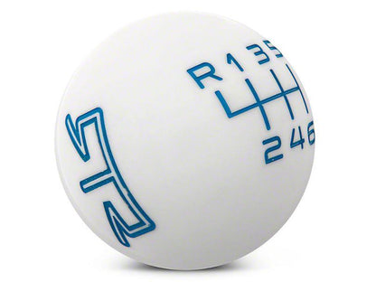 RTR - WHITE SHIFT KNOB - BLUE ENGRAVING (11-14 GT, V6)