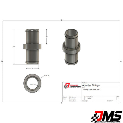 Dedicated Motorsports - 3/4 Inch High Flow Hose Joiner (Union)