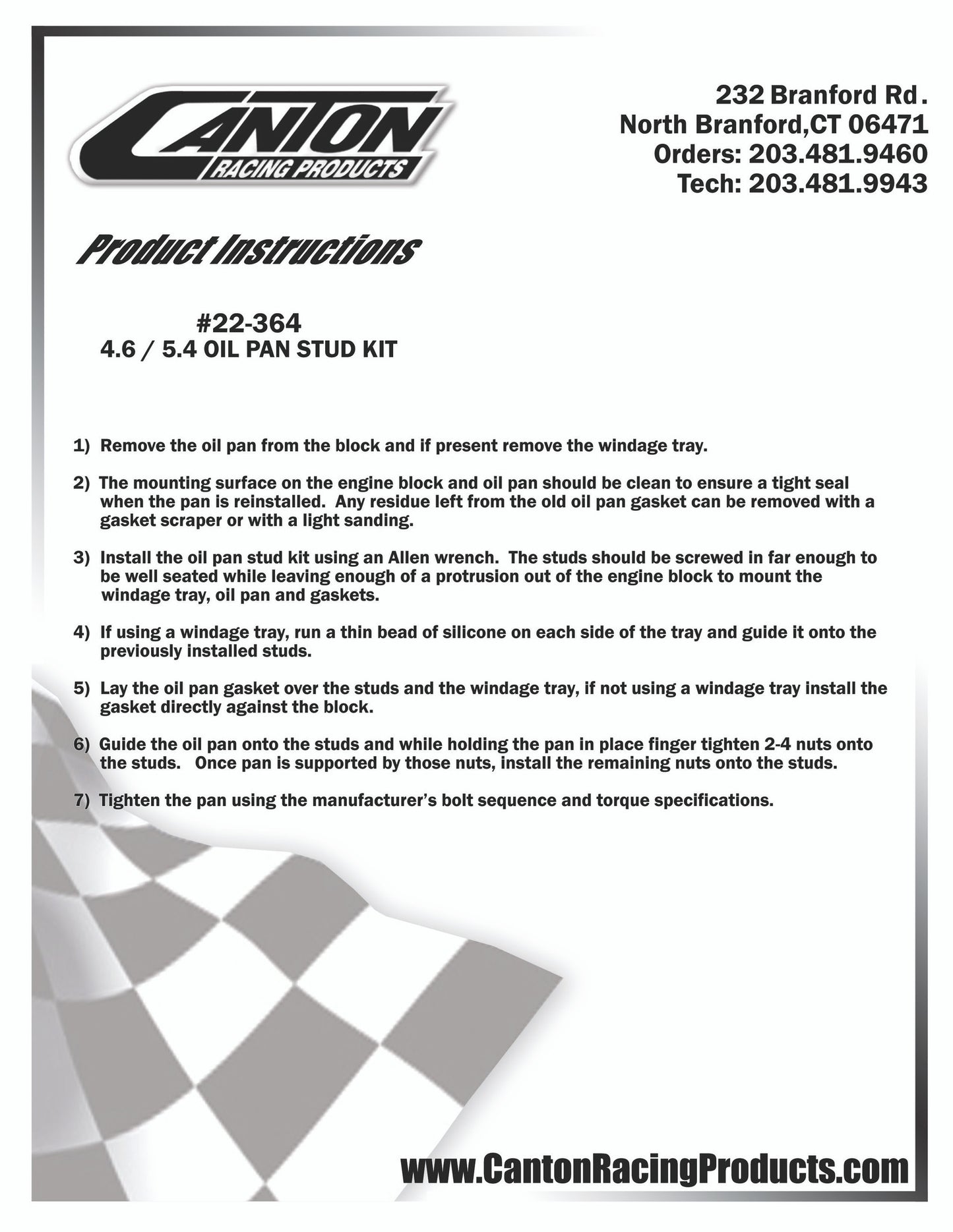 Canton - 4.6/5.4 MOD & 5.0 COYOTE FORD OIL PAN STUD KIT
