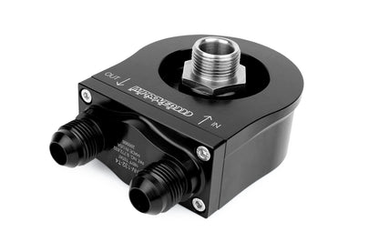 Improved Racing - Oil filter sandwich plate, thermostatic, 180F, -8AN Male ports, filter screw sold separately