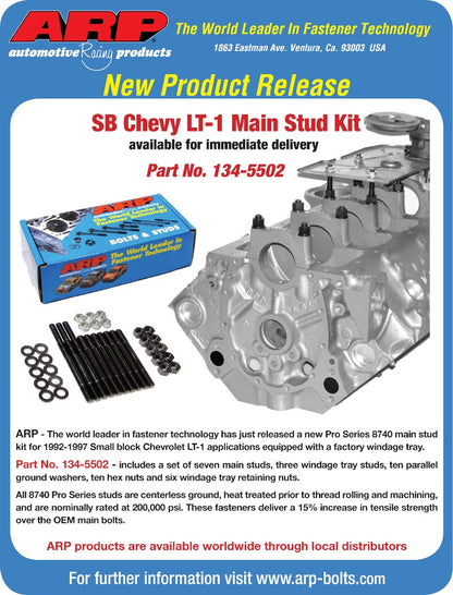 ARP 92-97 SB Chevrolet LT-1 w/ Factory Windage Tray 2-Bolt Main Stud Kit