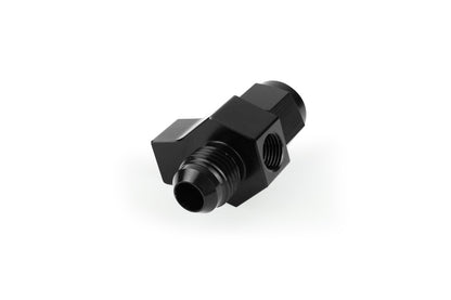 Improved Racing - Inline sensor adapter, -4AN male flare to -4AN female with Dual 1/8" NPT female sensor ports, black