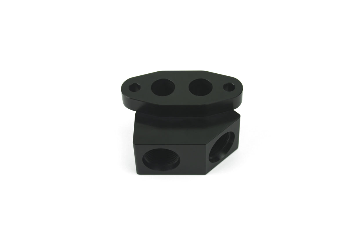 Improved Racing - Oil cooler adapter, GM LS series engine, front sump or rear sump, bottom exit ports