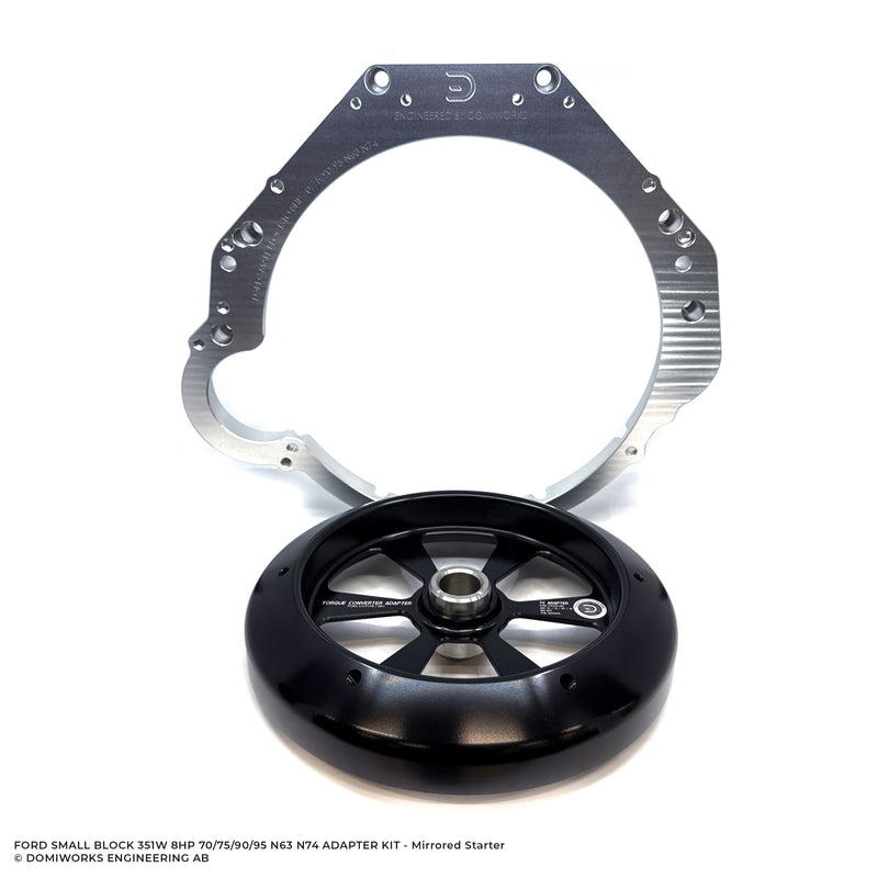 DomiWorks Engineering - FORD SMALL BLOCK 289 302 351C 351W 8HP 70/75/90/95 N63 N74 ADAPTER KIT - MIRRORED STARTER