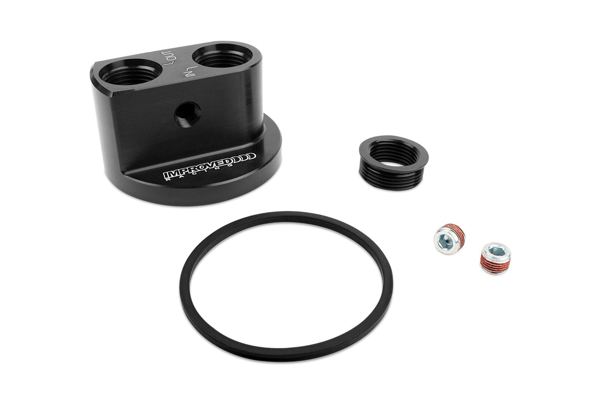 Improved Racing - Remote oil filter adapter, 13/16"-16 filter thread, -10AN ORB ports