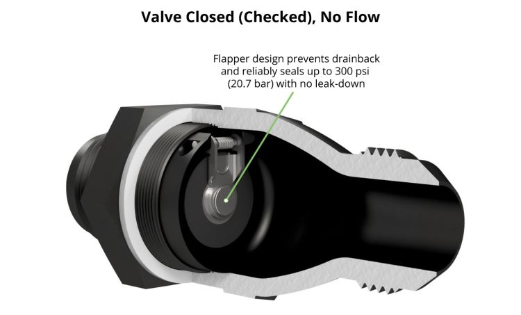 Improved Racing - High Flow Flapper Check Valve, -12 Body, -12AN Male