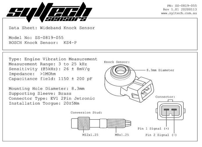 Platinum Racing Products - KS4-P -3 TO 25 KHZ KNOCK SENSOR KIT TO SUIT NISSAN RB20, RB25, RB30, RD28