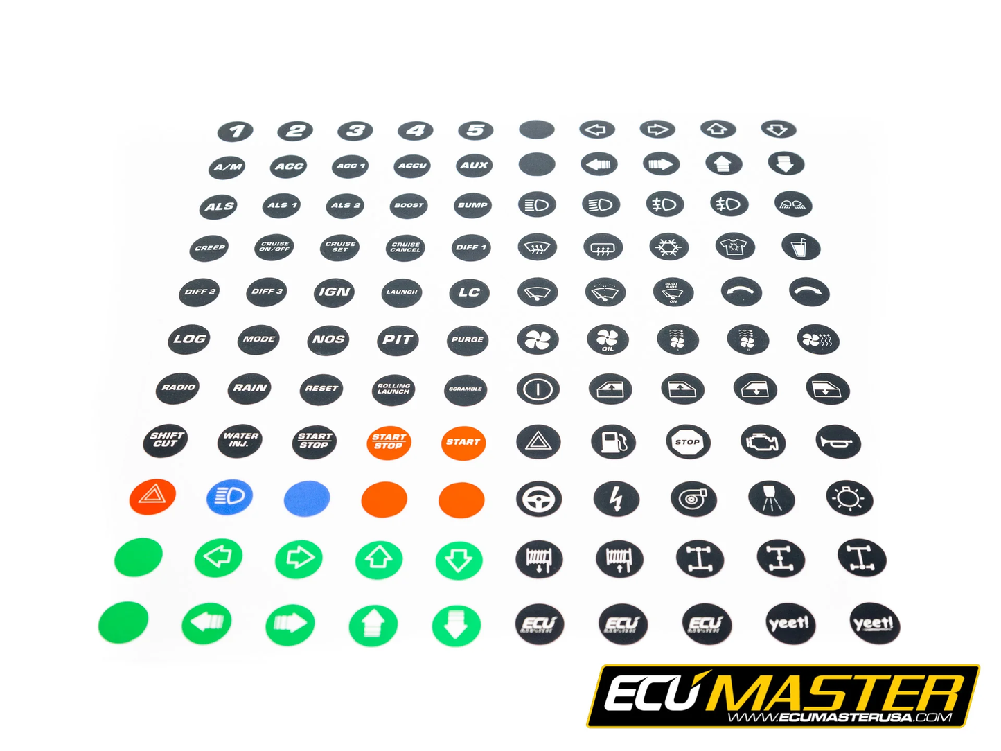 ECU MASTER - REPLACEMENT KEY INSERTS AND STICKER SHEET FOR CAN KEYBOARD