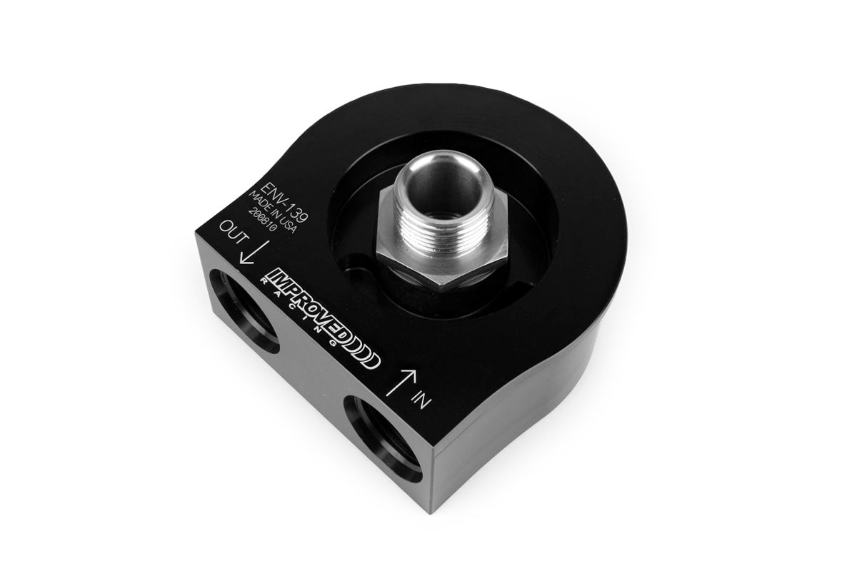 Improved Racing - Oil filter sandwich plate, non-thermostatic, -10AN female ports, filter screw sold separately