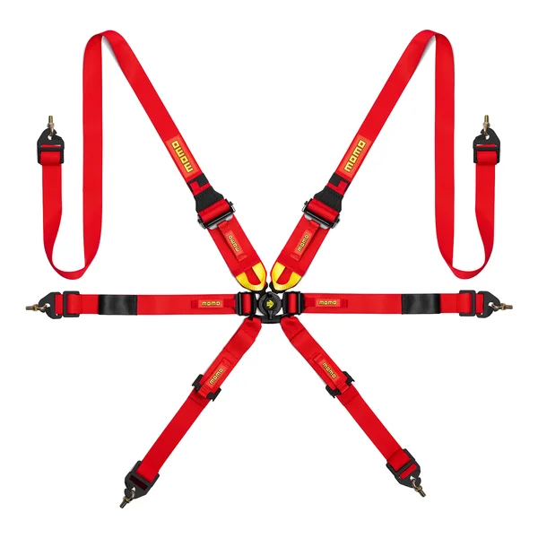MOMO Corsa Harness 3x3x2 Camlock 6pt Clip In Restraint - Red