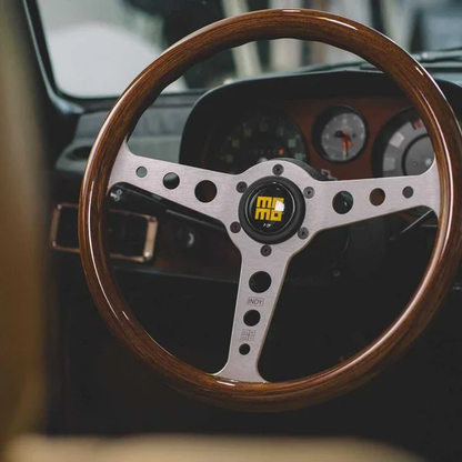 Momo Indy Steering Wheel 350 mm - Magoany Wood/Brshd Spokes