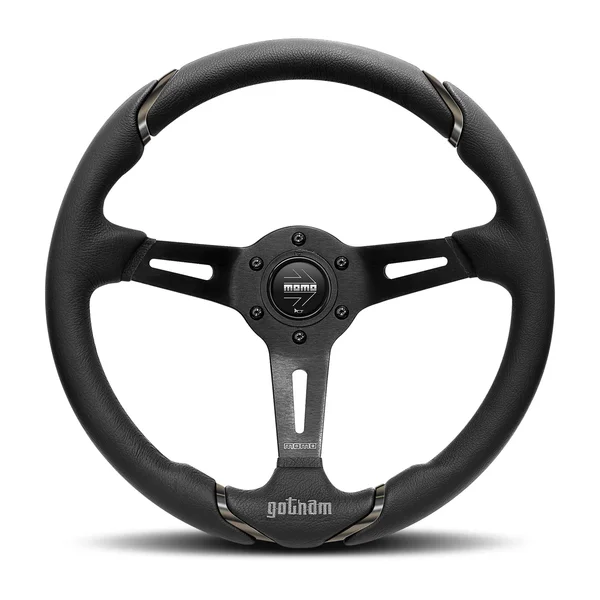 Momo Gotham Steering Wheel 350 mm - Black Leather/Black Spokes
