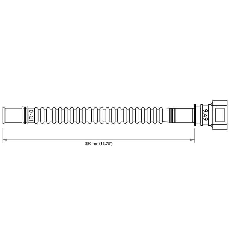 Nuke Performance - Pre-assembled in tank 350mm fuel hose SAE 9.49 Straight to ID10