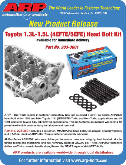 ARP Toyota 1.3L (4E-FE/FTE) / 1.5L (5E-FE/FHE) 4cyl Head Bolt Kit