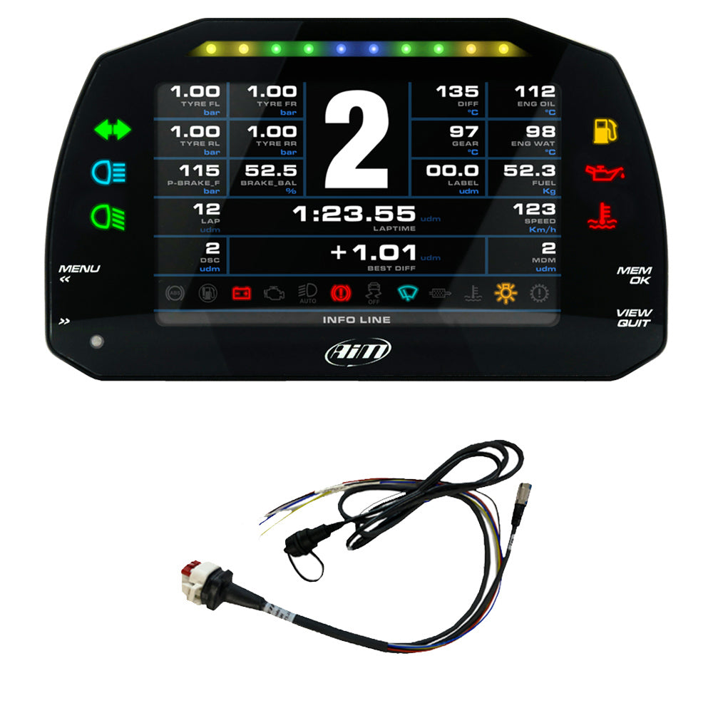 AiM - MXS 1.3 Strada Street icons version + UBS cable + 14 pins CAN harness (ECU)