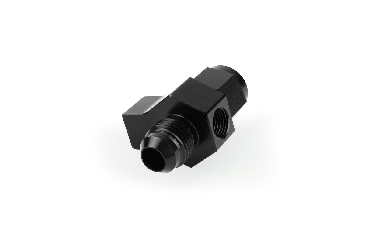 Improved Racing - Inline sensor adapter, -6AN male flare to -6AN female with Dual 1/8" NPT female sensor ports, black
