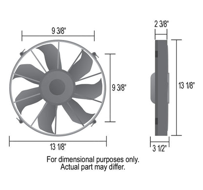 DERALE - 12'' High Output Single RAD Pusher/Puller Fan with Standard Mount Kit - 13-1/8''W x 13-1/8''H x 3-1/2''D (16924)