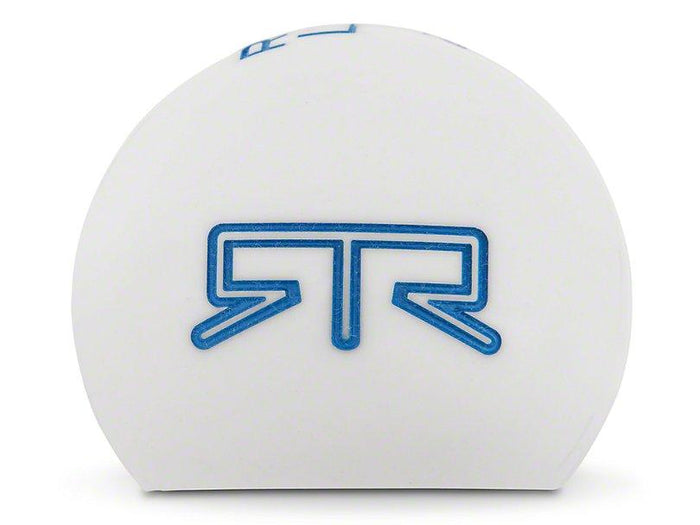 RTR - WHITE SHIFT KNOB - BLUE ENGRAVING (15-23 MUSTANG - GT, ECOBOOST, V6)