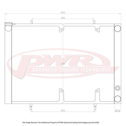 PWR - 55mm Performance Crossflow Radiator (Nissan Skyline R32 GTR 89-94) W/ Offset 16″ SPAL Fan Mounts