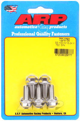 ARP 5/16 in.-24 RH Thread, 0.750 in Hex Head SS 300 Bolts - Set of 5