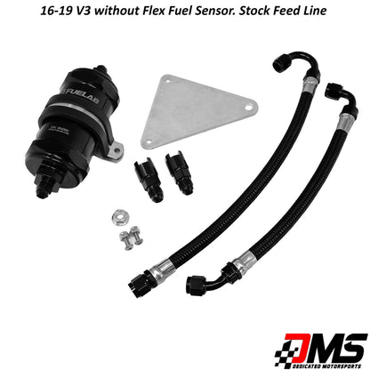 Dedicated Motorsports - 16-19 CTS-V  6 Micron Fuel Filter Kit with Stock Feed Line